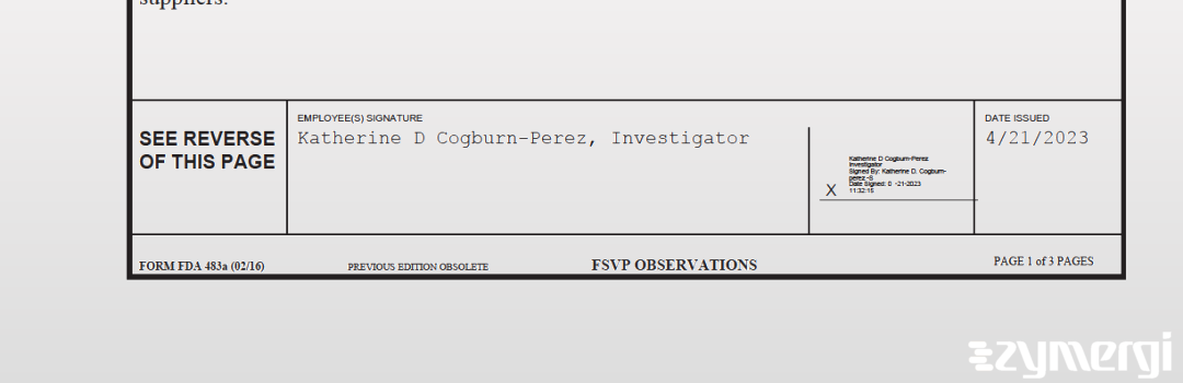 Katherine D. Cogburn Perez FDA Investigator 