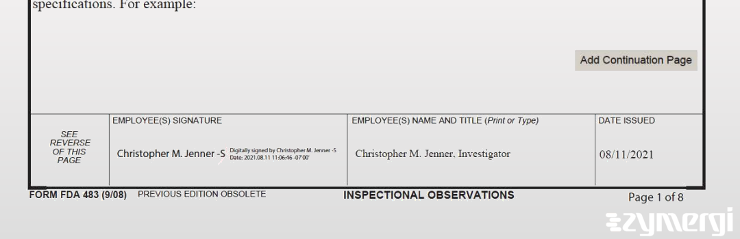 Christopher M. Jenner FDA Investigator 