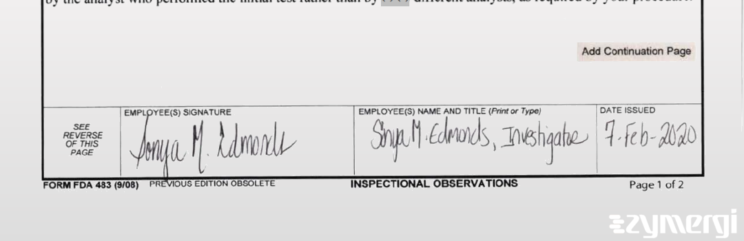 Sonya M. Edmonds FDA Investigator