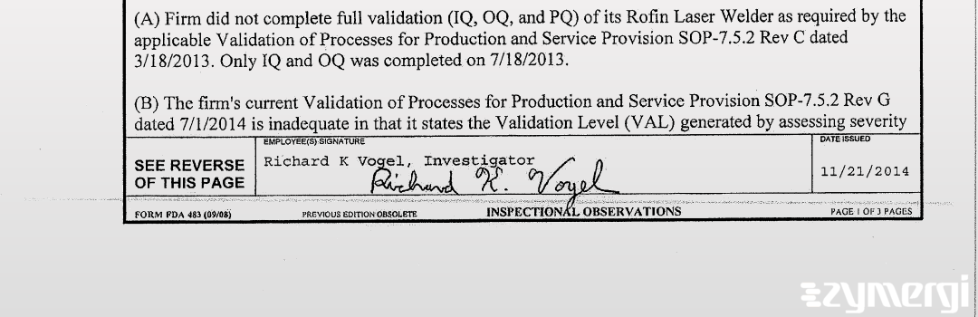 Richard K. Vogel FDA Investigator 