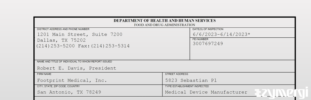 FDANews 483 Footprint Medical, Inc. Jun 14 2023 top