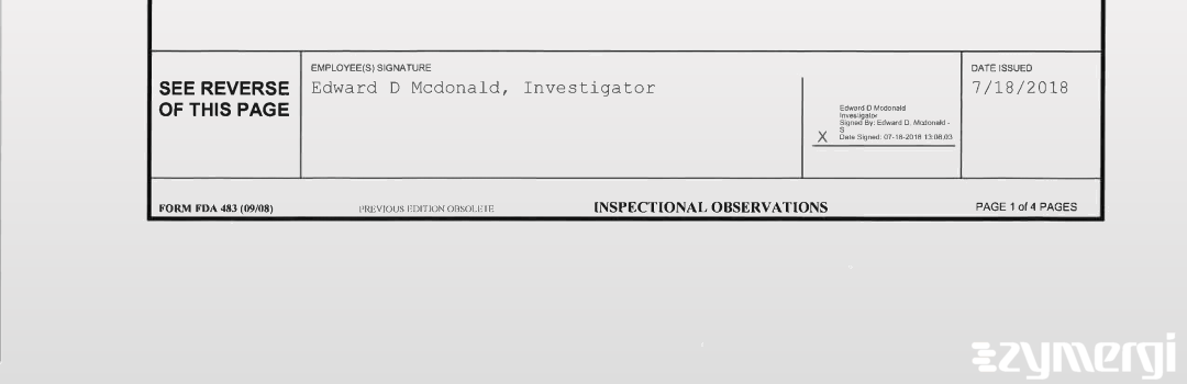 Edward D. McDonald FDA Investigator 