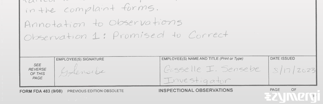 Gisselle I. Sensebe FDA Investigator 