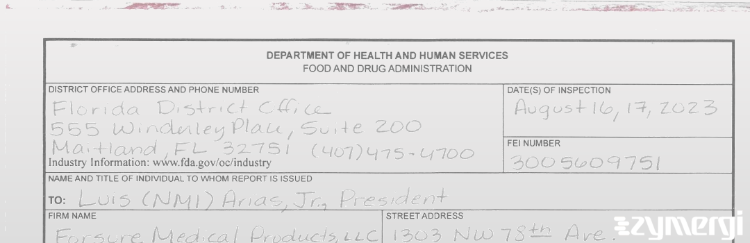 FDANews 483 Forsure Medical Products, LLC Aug 17 2023 top
