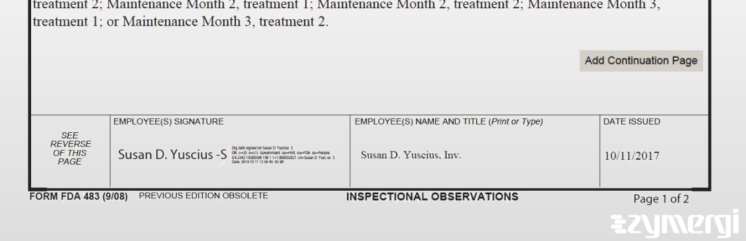 Susan D. Yuscius FDA Investigator 