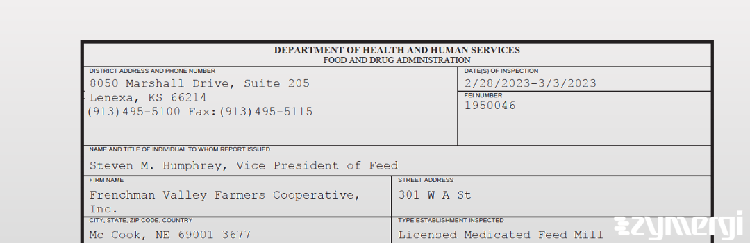FDANews 483 Frenchman Valley Farmers Cooperative, Inc. Mar 3 2023 top