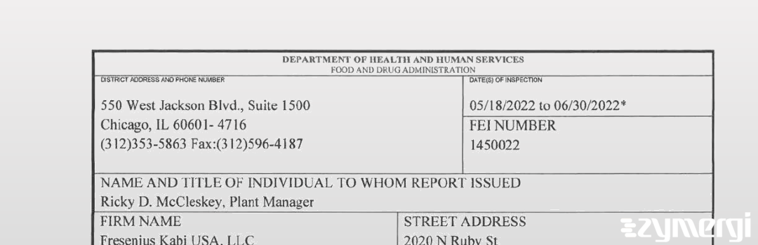 FDANews 483 Fresenius Kabi USA, LLC Jun 30 2022 top