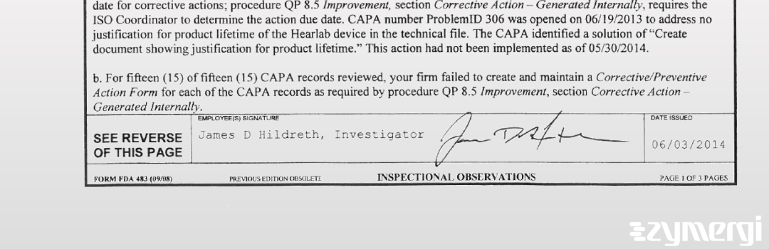 James D. Hildreth FDA Investigator 