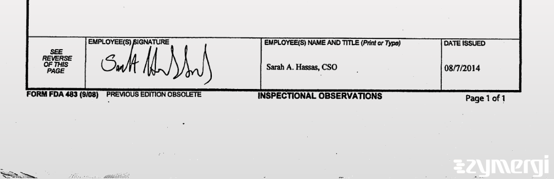 Sarah A. Hassas FDA Investigator 