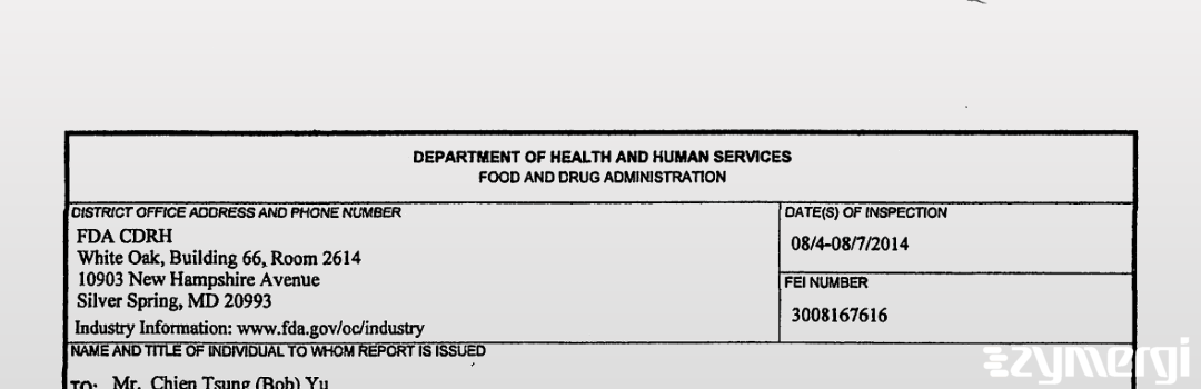 FDANews 483 Fudakang Industrial Co Ltd Aug 7 2014 top