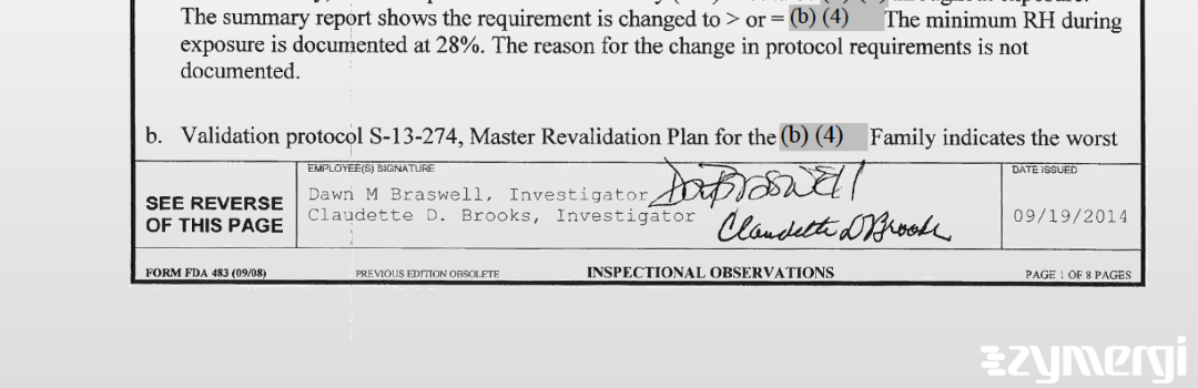 Dawn M. Braswell FDA Investigator Claudette D. Brooks FDA Investigator 