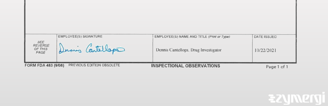 Dennis Cantellops Paite FDA Investigator 