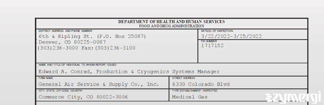 FDANews 483 General Air Service & Supply Co., Inc. Mar 25 2022 top