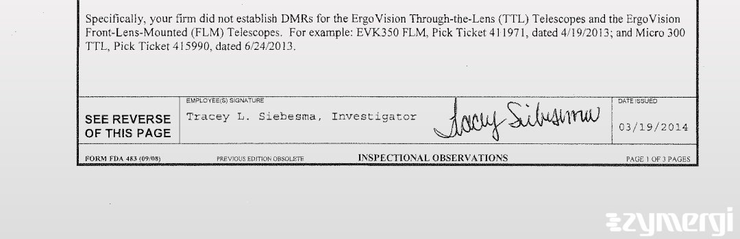 Tracey L. Siebesma FDA Investigator 