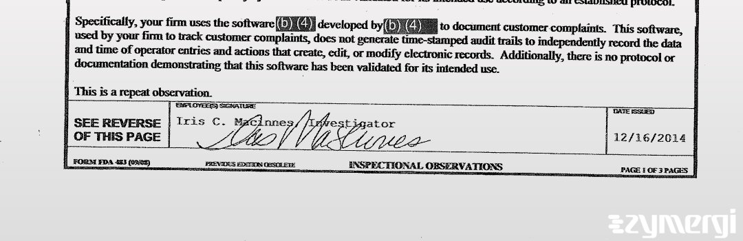 Iris C. Macinnes FDA Investigator