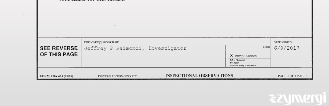 Jeffrey P. Raimondi FDA Investigator 