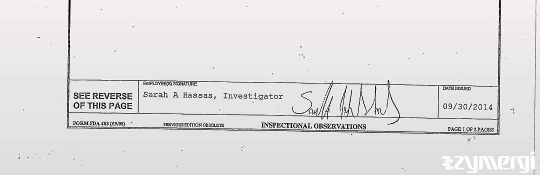 Sarah A. Hassas FDA Investigator 