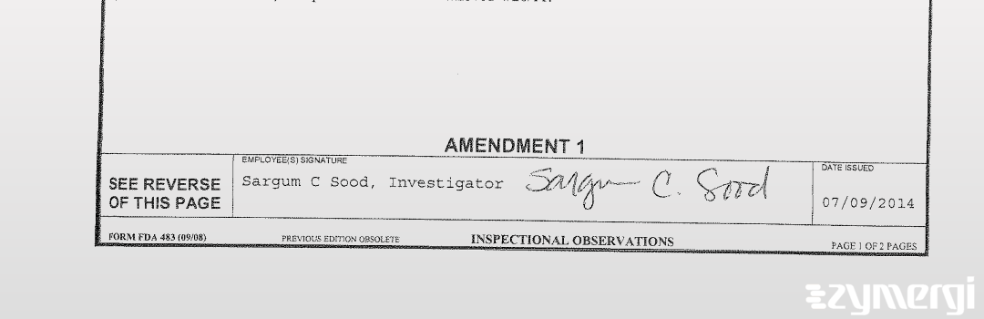 Sargum C. Sood FDA Investigator 