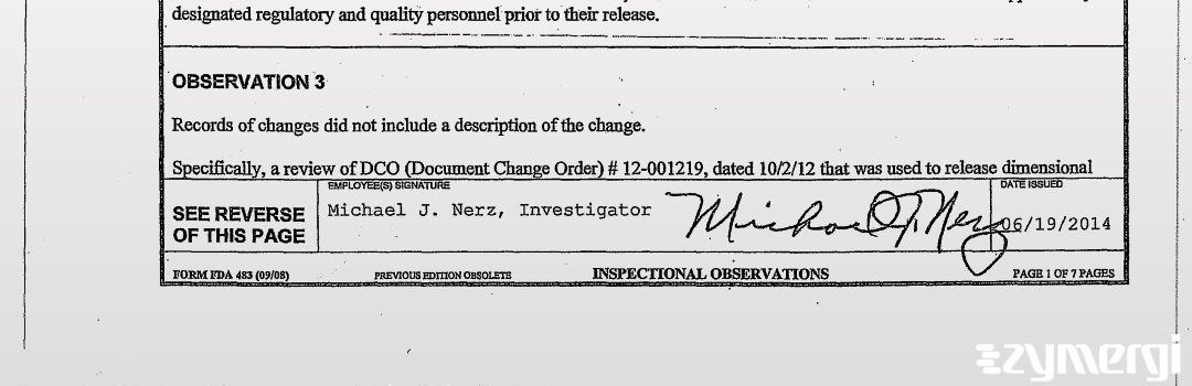 Michael J. Nerz FDA Investigator 