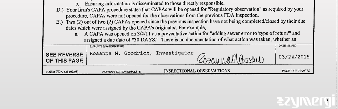 Rosanna M. Goodrich FDA Investigator 
