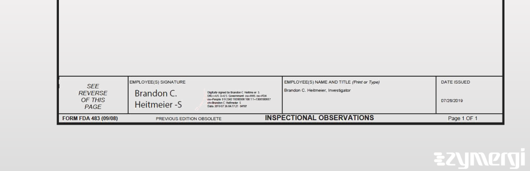 Brandon C. Heitmeier FDA Investigator 