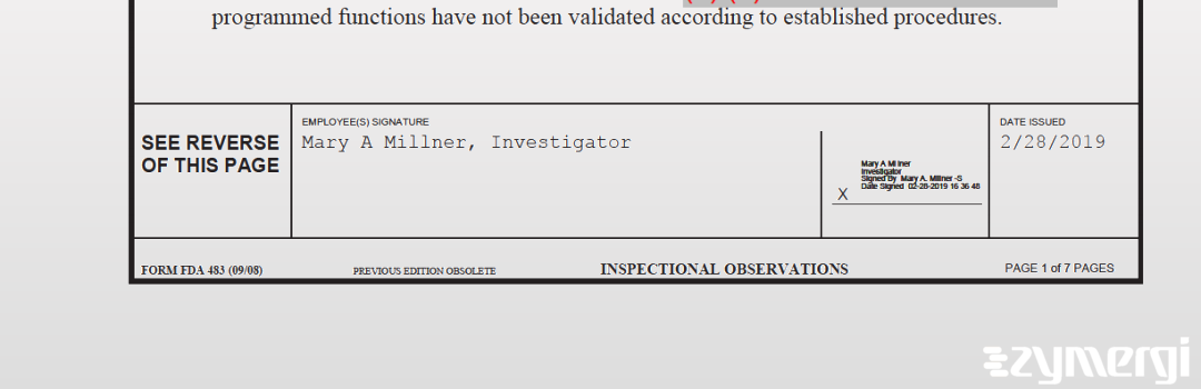 Mary A. Millner FDA Investigator 