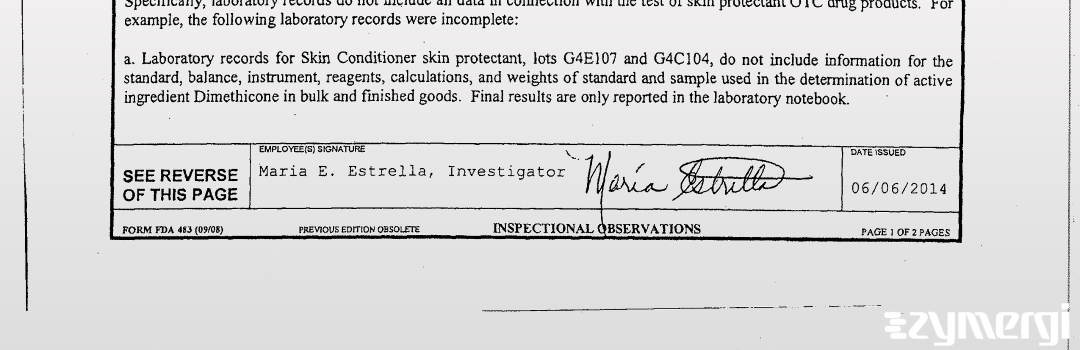 Maria Estrella FDA Investigator 