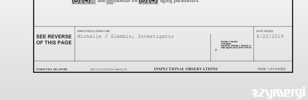 Michelle J. Glembin FDA Investigator 