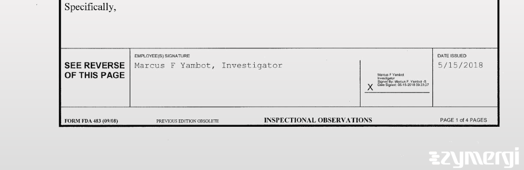Marcus F. Yambot FDA Investigator 