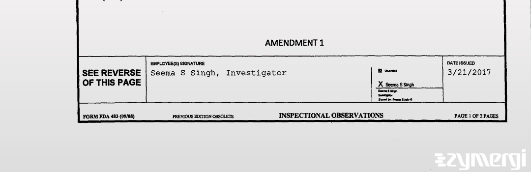 Seema S. Singh FDA Investigator 