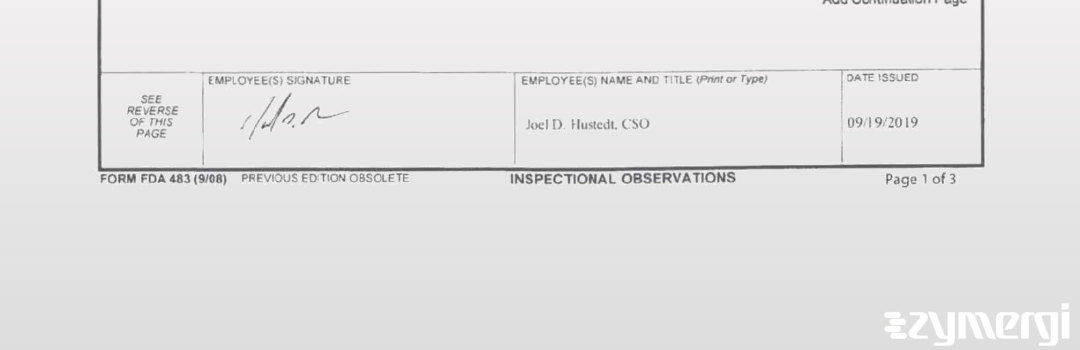 Joel D. Hustedt FDA Investigator 
