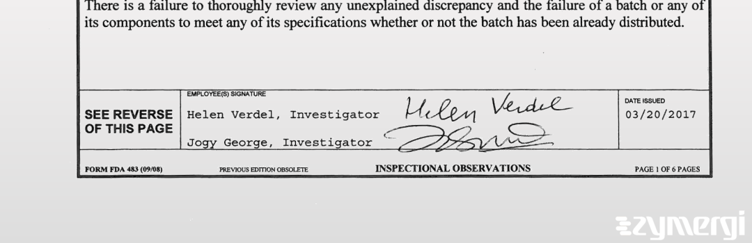 Helen Verdel FDA Investigator Jogy George FDA Investigator 