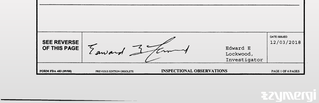 Edward E. Lockwood FDA Investigator