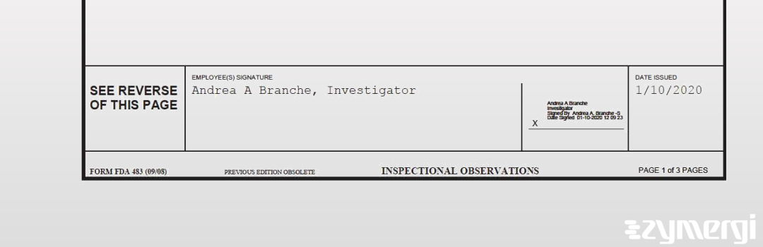 Andrea A. Branche FDA Investigator