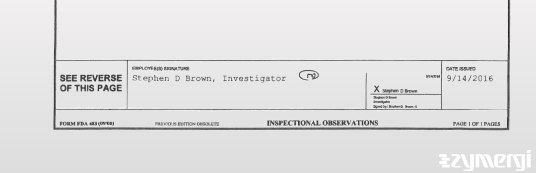 Stephen D. Brown FDA Investigator