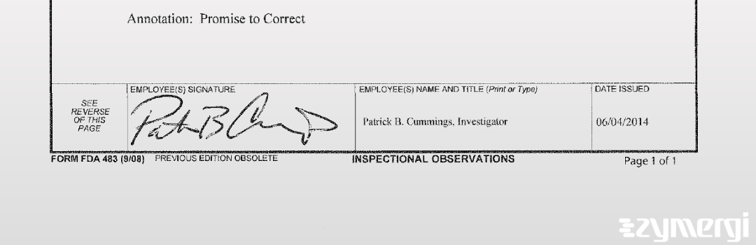 Patrick B. Cummings FDA Investigator