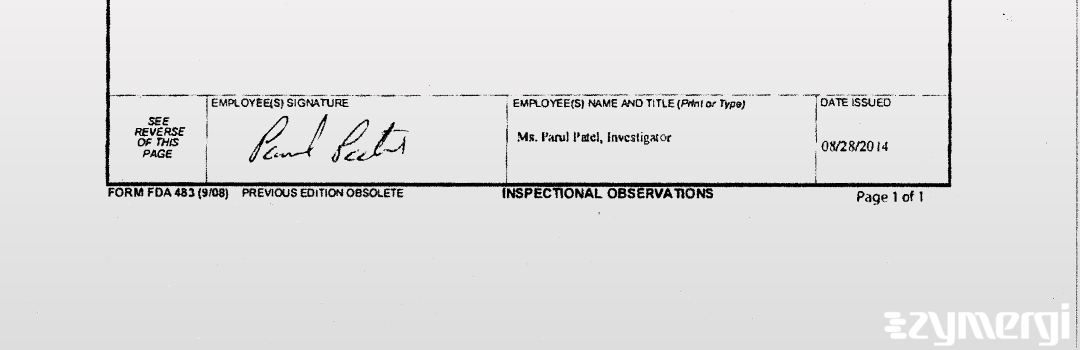 Parul M. Patel FDA Investigator 