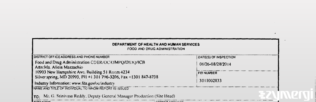 FDANews 483 Hetero Labs Limited (Unit III) Aug 28 2014 top