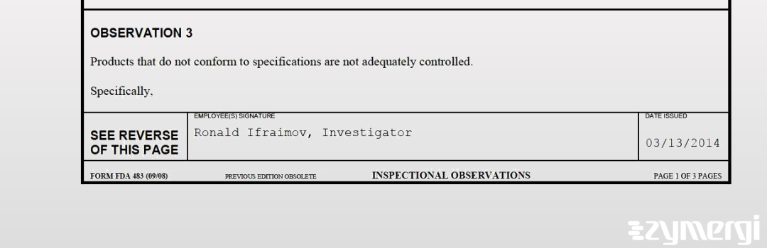 Ronald Ifraimov FDA Investigator 