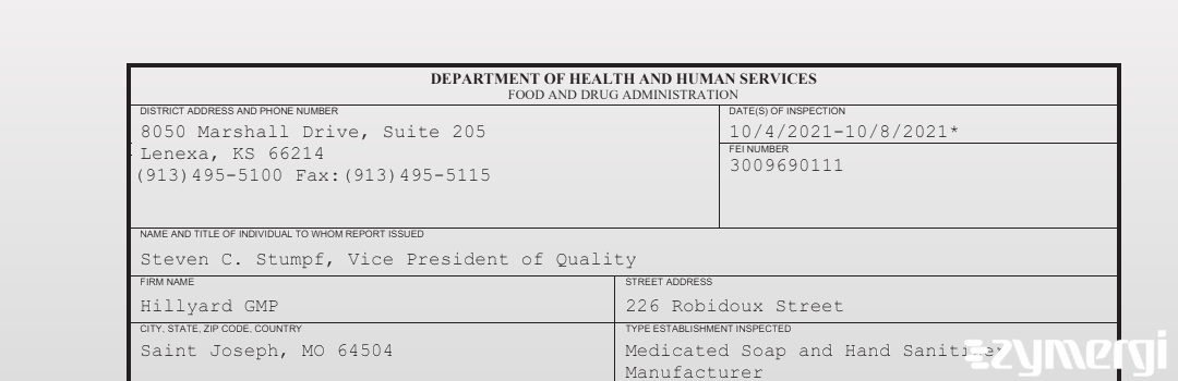 FDANews 483 Hillyard GMP Oct 8 2021 top
