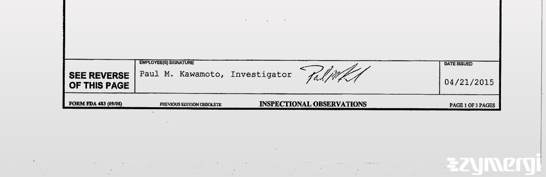 Paul M. Kawamoto FDA Investigator 