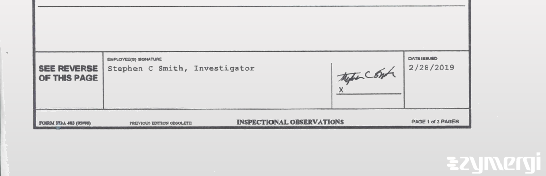 Stephen C. Smith FDA Investigator
