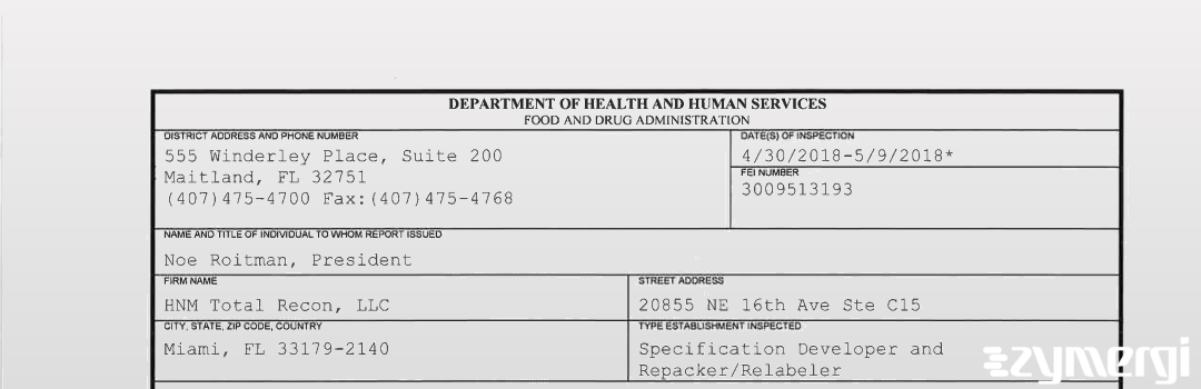 FDANews 483 HNM Total Recon, LLC May 9 2018 top