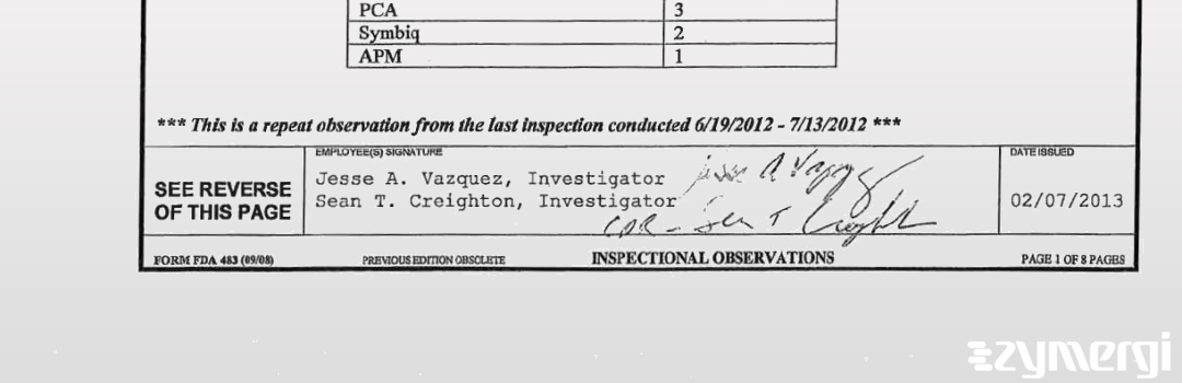 Jesse A. Vazquez FDA Investigator Sean T. Creighton FDA Investigator 