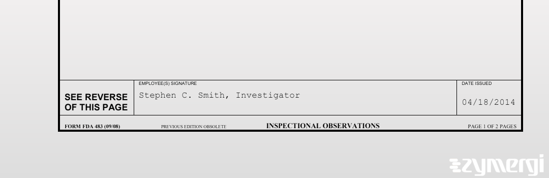 Stephen C. Smith FDA Investigator 