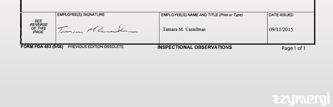 Tamara M. Casselman FDA Investigator 