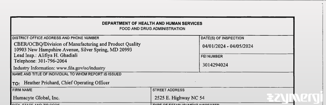 FDANews 483 Humacyte Global Inc Apr 5 2024 top