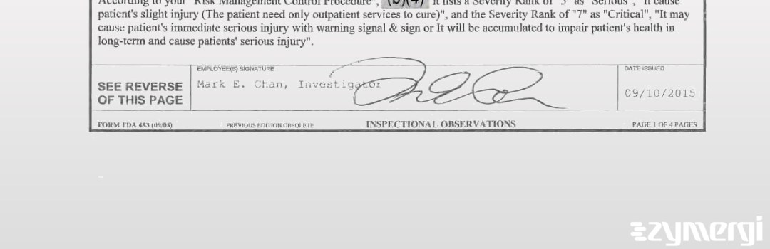 Mark E. Chan FDA Investigator
