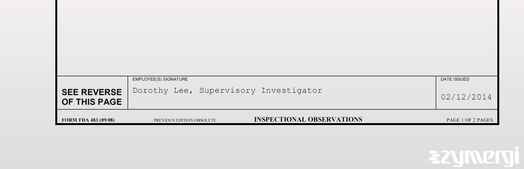 Dorothy W. Lee FDA Investigator 