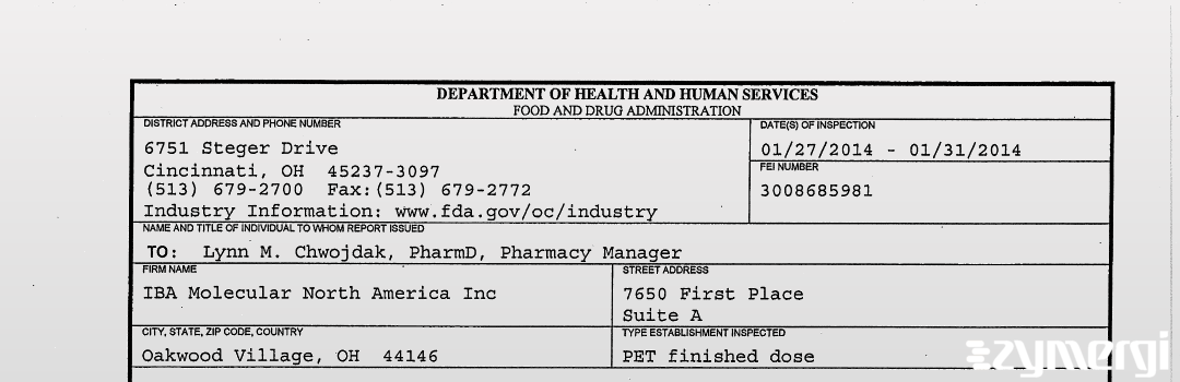 FDANews 483 Iba Molecular North America, Inc. Jan 31 2014 top